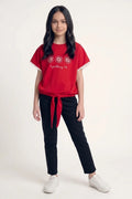Girls Embroidered T Shirt (Red)