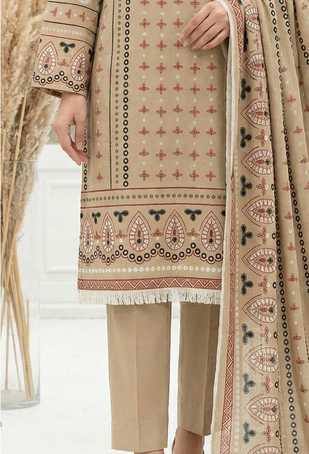 Keyseria By Jaffrani-3PC Unstitch Lawn Chapter-6 (Light Gray)