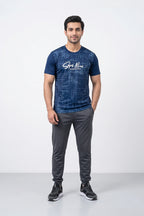 Fashion - Super Minds Men’s Dry Fit Printed Crew Neck T-Shirt ( Blue )
