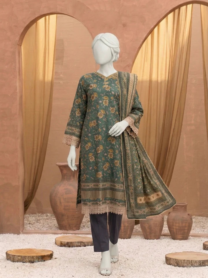 Bellissima By Aleemrah -3PC-Lawn Unstitch (Green)