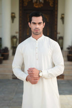 Grace Men’s Wash & Wear Unstitched Fabric Suit (Off-White)