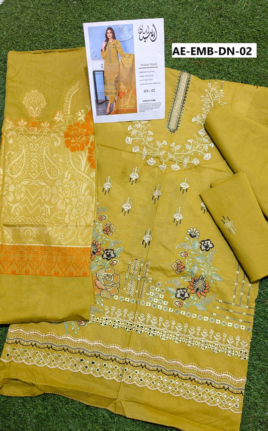 Areeba Eman – Unstitched 3PC Embroidered Lawn