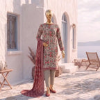 Safina Pop (Vol-02) by A One Textile - 3PC Unstitched Printed Lawn Suit (Lite Peach)