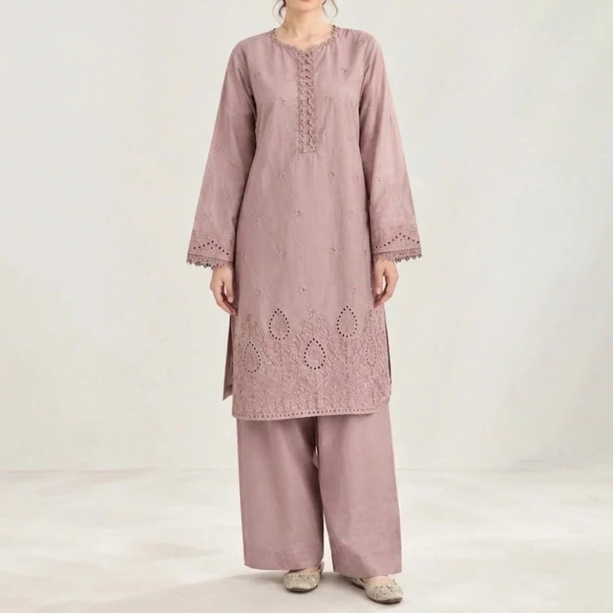 Zebaish by KBC Fashion – 2-Piece Stitched Embroidered Lawn Suit – Tea Rose