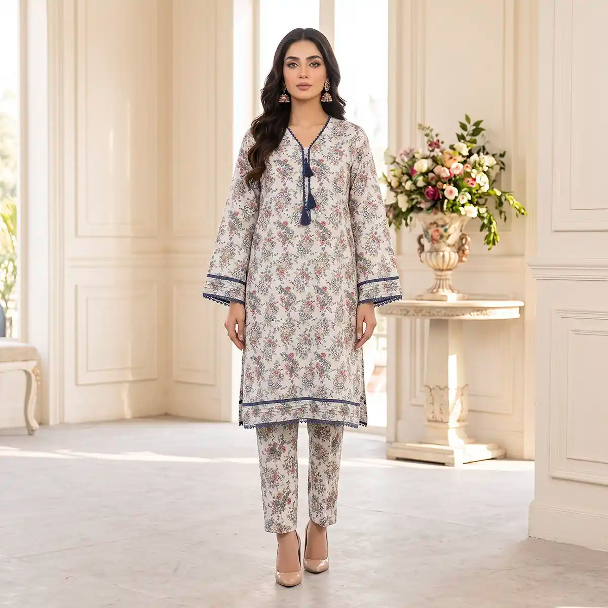 Sana Safinaz 2-Piece Stitched Khaddar Suit (White)