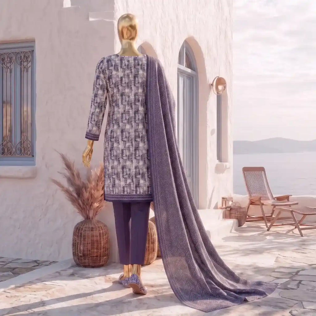 Safina Pop (Vol-02) by A One Textile - 3PC Unstitched Printed Lawn Suit (Lavender)