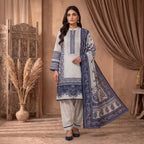Orchid by KBC Fashion – Printed Khaddar 3 Piece Unstitched Suit – [Off White]