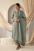 Beechtree - 2piece Stitched suit (Shirt & Dupatta) (Dusty Mint Green)