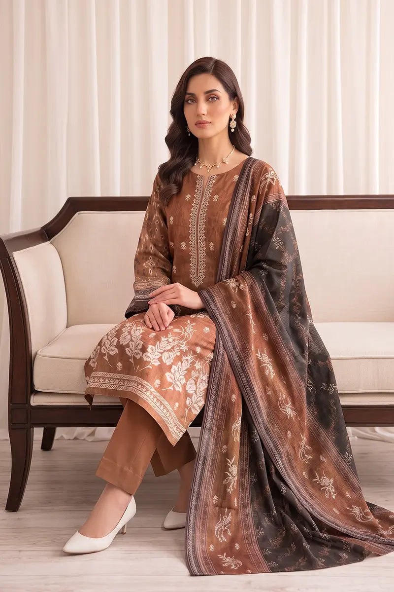 Rimal Vol 87 Embroidery Unstitched 3-Piece Lawn Suit (Warm Bronze)