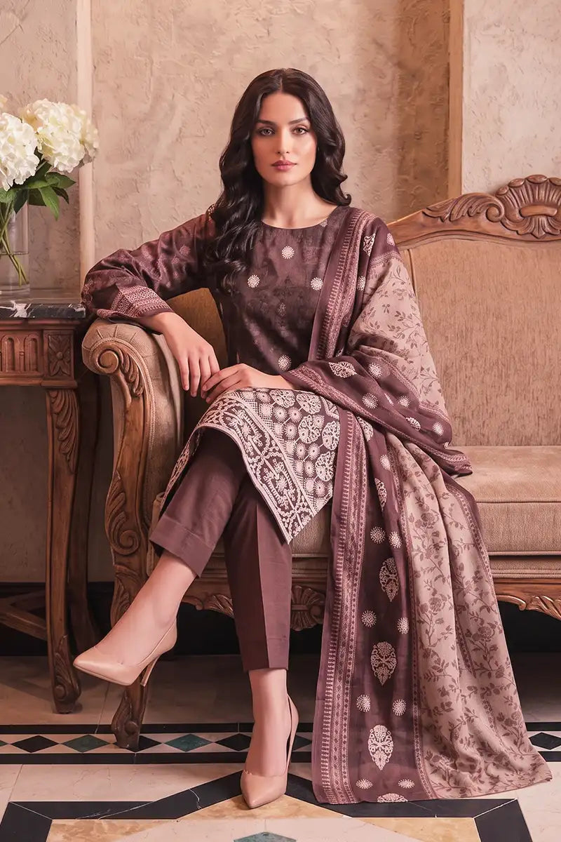 Rimal Vol 118 – Embroidered Unstitched 3-Piece Lawn Suit (Espresso)