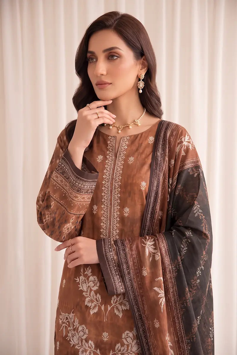 Rimal Vol 87 Embroidery Unstitched 3-Piece Lawn Suit (Warm Bronze)