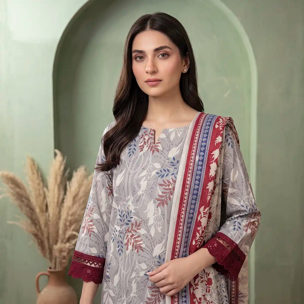 Keyseria by Jaffrani Textile Chapter-1 3PC Unstitched Printed Lawn Suit (Light Grey)