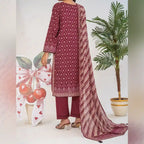 Parthia By KBC Fashion - 3PC Unstitched Printed Cambric Suit (Cherry Pink)