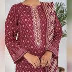 Parthia By KBC Fashion - 3PC Unstitched Printed Cambric Suit (Cherry Pink)