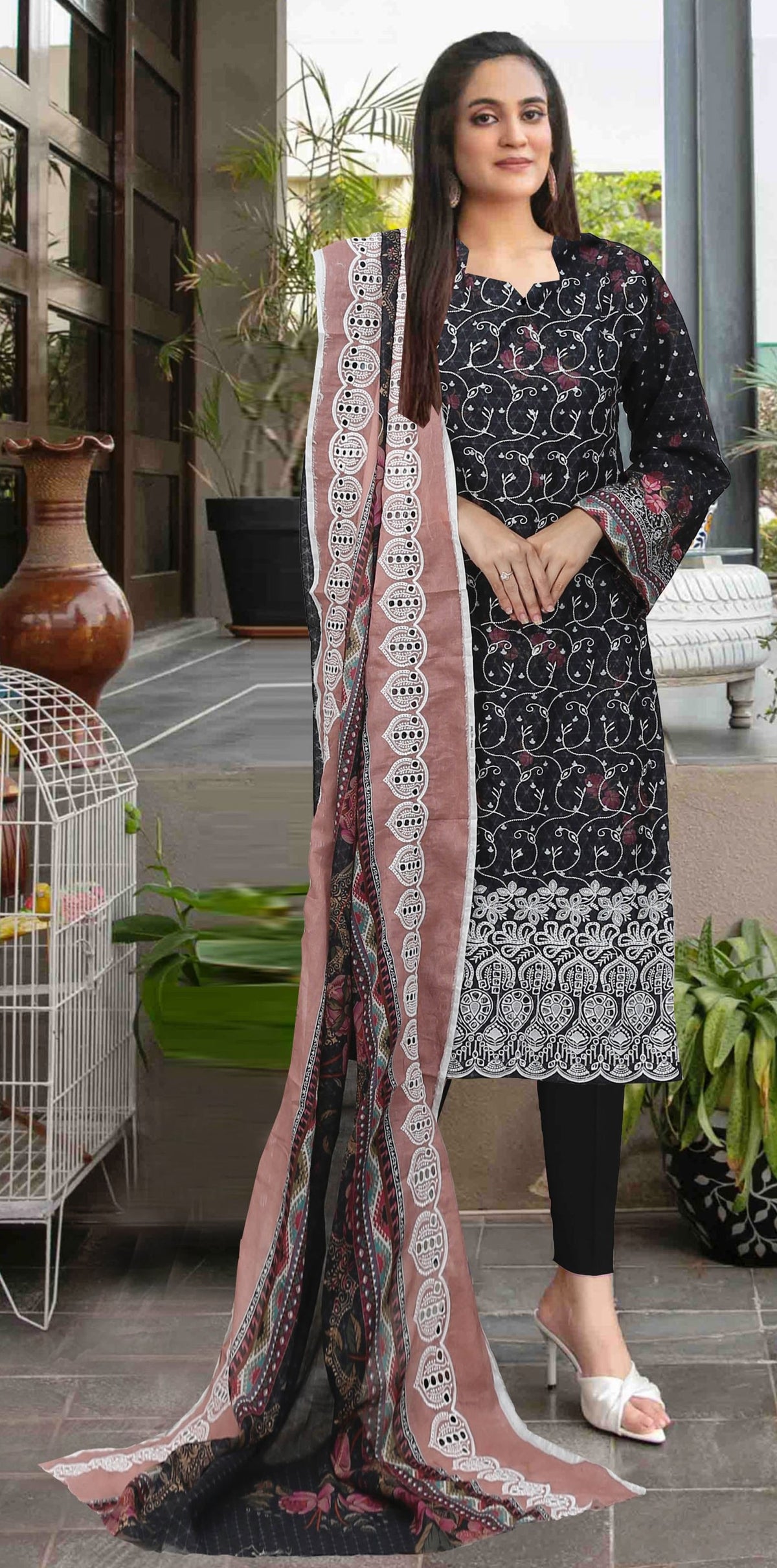Usman Kashif – Ruby – Schiffli Lawn 3 Piece Unstitched Suit