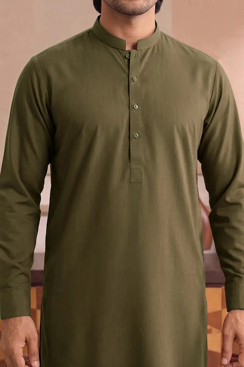 Yameen - Men’s Unstitched Cotton Fabric (Military Olive)