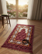 Velvet Foam Quilted Padded Jai Namaz | Floral Prayer Mat