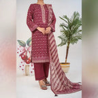 Parthia By KBC Fashion - 3PC Unstitched Printed Cambric Suit (Cherry Pink)