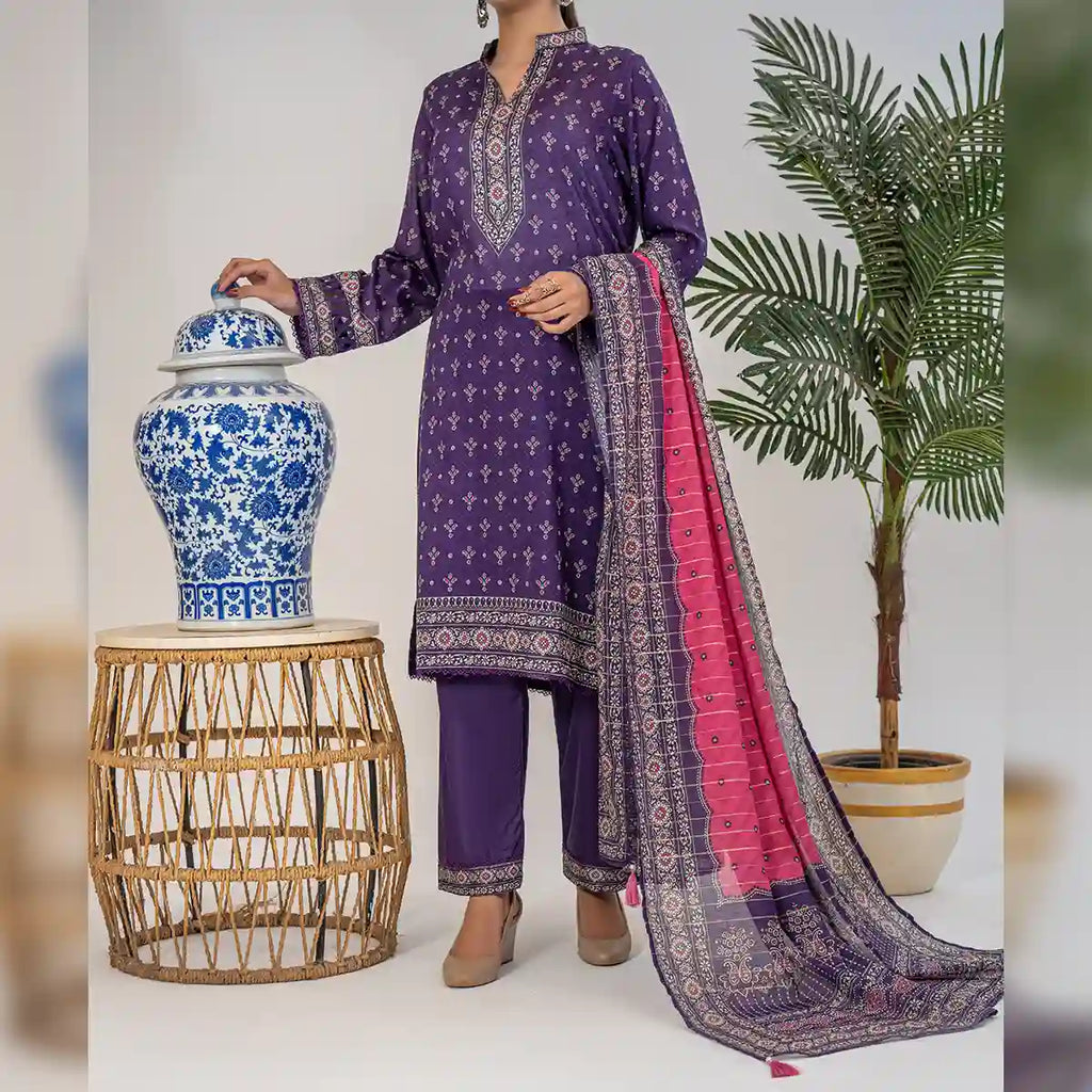 Avesta By KBC Fashion – 3-Piece Unstitched Printed Lawn Suit – (Purple)