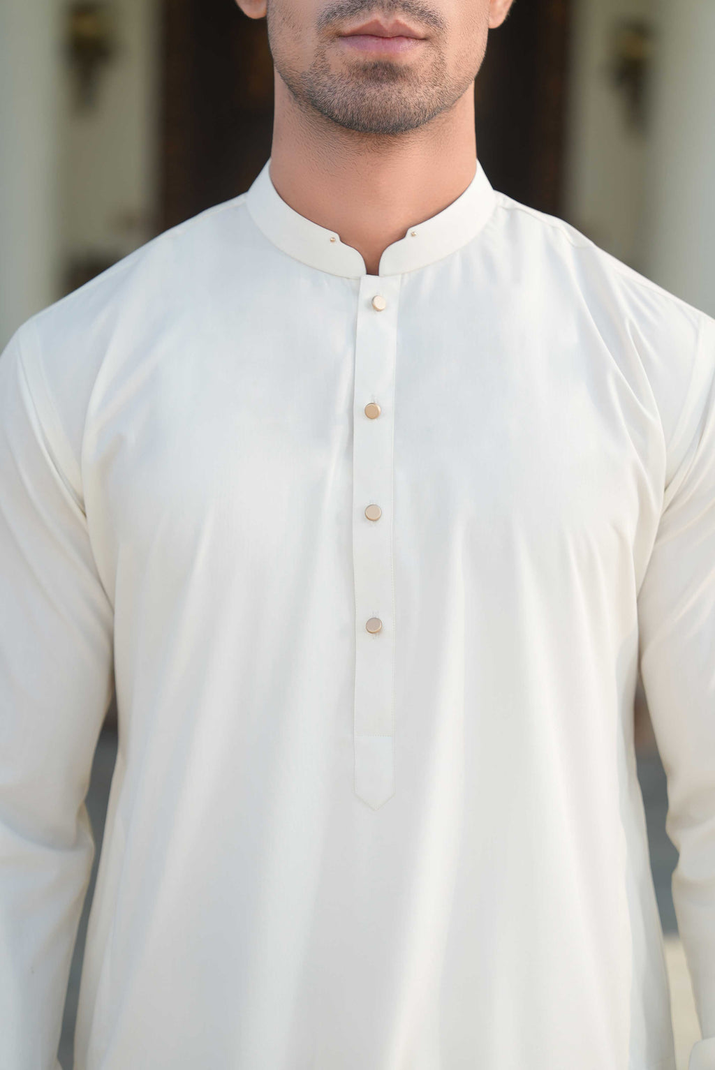 Grace Men’s Wash & Wear Unstitched Fabric Suit (Off-White)