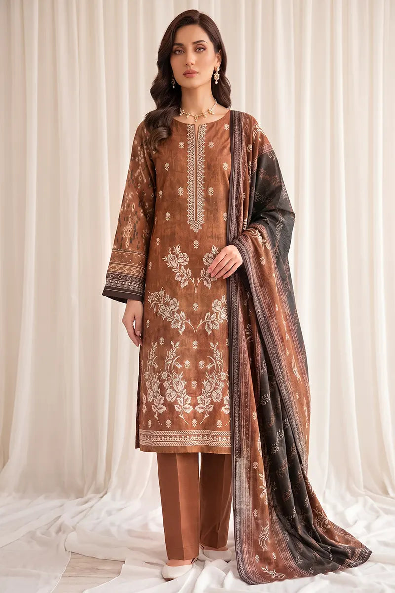 Rimal Vol 87 Embroidery Unstitched 3-Piece Lawn Suit (Warm Bronze)