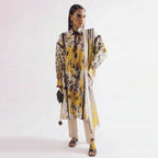 Agha Noor 3-Piece Unstitched Printed Premier Cambric Suit – White & Yellow