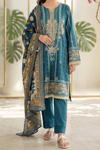 Aryana By KBC Fashion - 3PC Unstitched Printed Lawn Suit (Deep Teal)