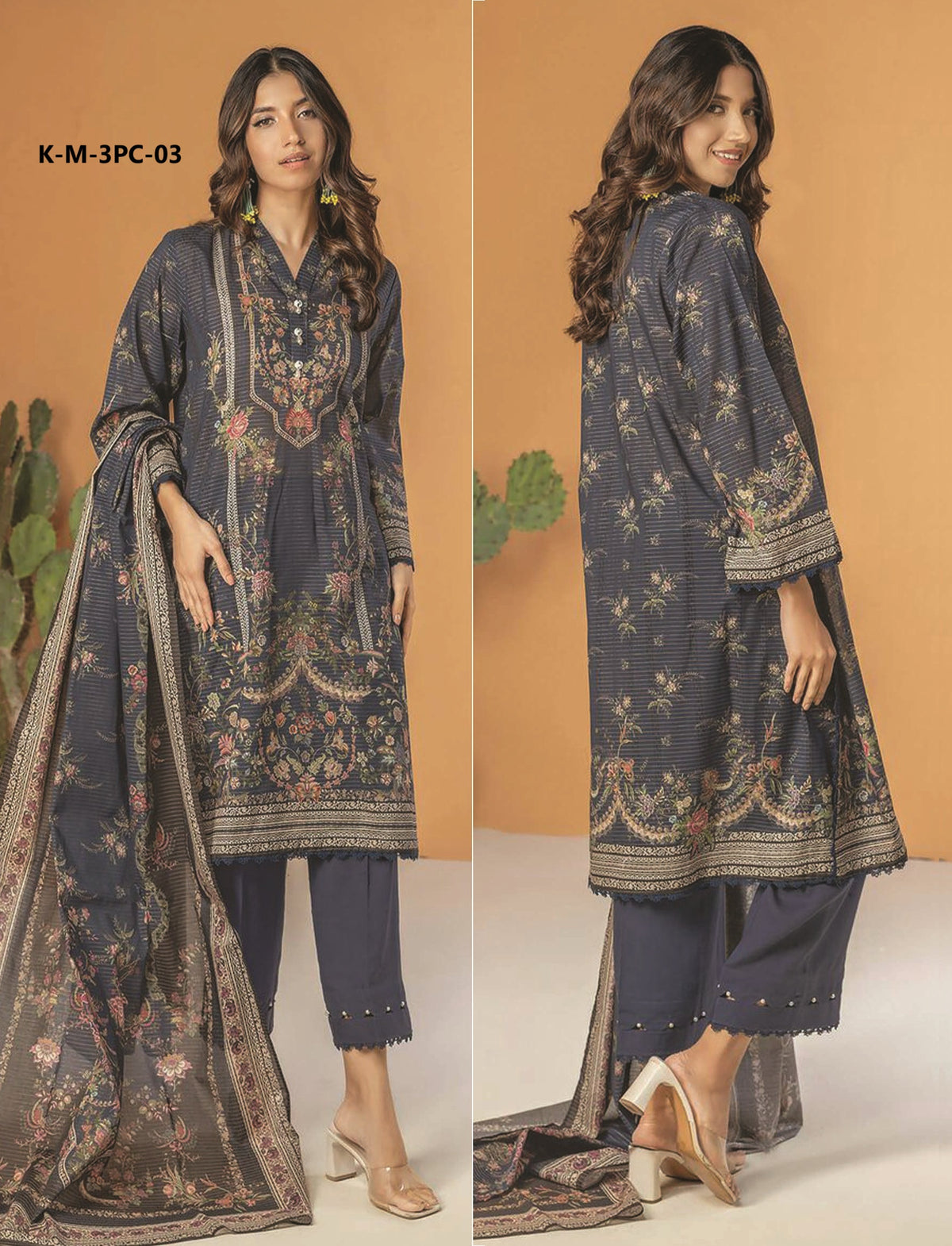KHAADI - Unstited Printed Messuri 3pc Lawn