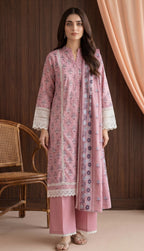 Keyseria By Jaffrani-3PC Unstitch Lawn Chapter-3-(Cream)