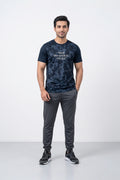 Fashion - Men’s Dry Fit Quote Print Crew Neck T-Shirt (Navy Camo)