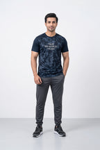 Fashion - Men’s Dry Fit Quote Print Crew Neck T-Shirt (Navy Camo)