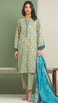Edenrobe By Allure Unstitched Printed Lawn (Ash Green)