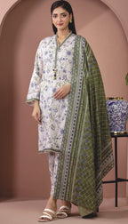 Edenrobe By Allure Unstitched Printed Lawn (White)