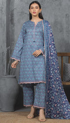 Edenrobe By Allure Unstitched Printed Lawn (Regent St blue)