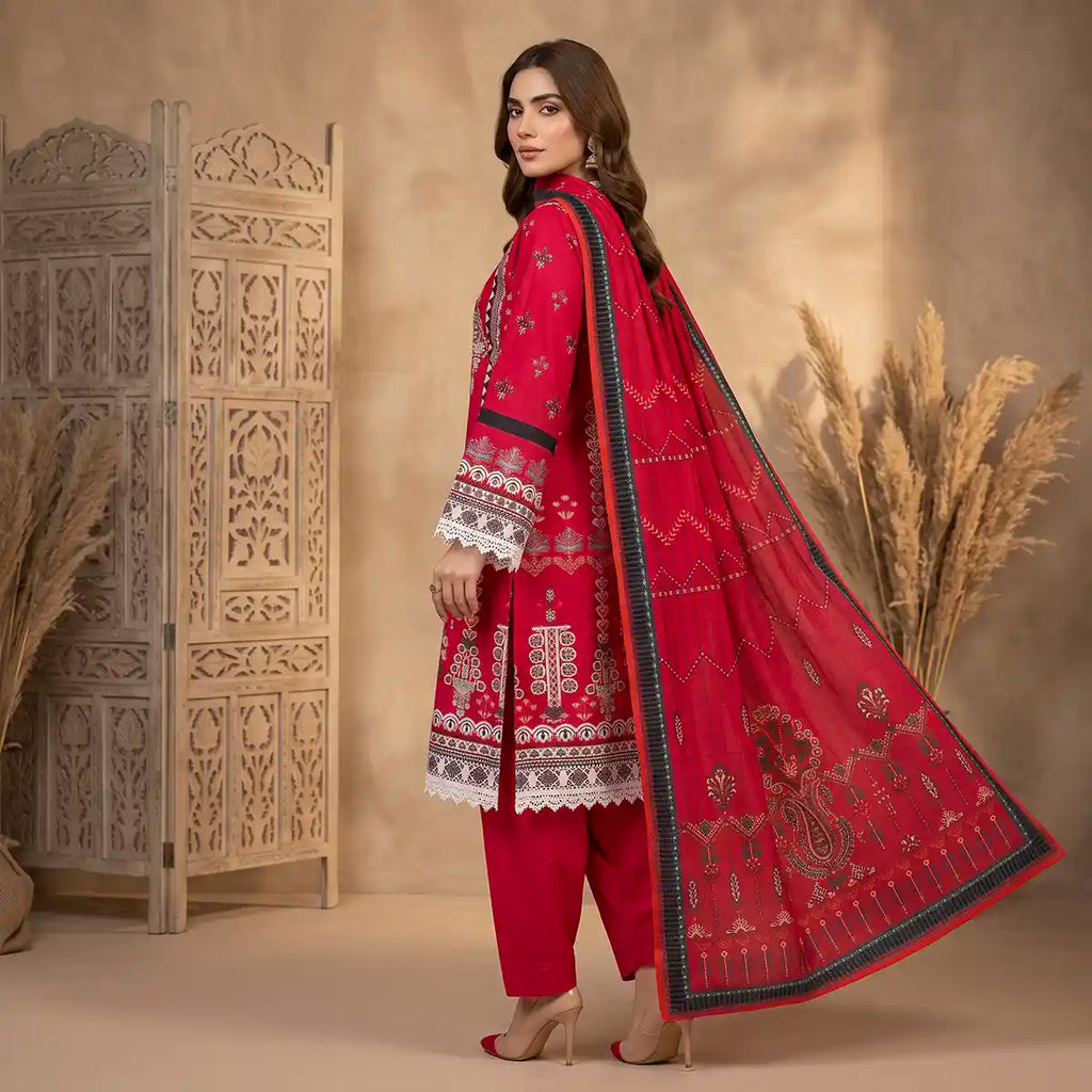 Orchid by KBC Fashion – Printed Khaddar 3 Piece Unstitched Suit – [Shocking Pink]
