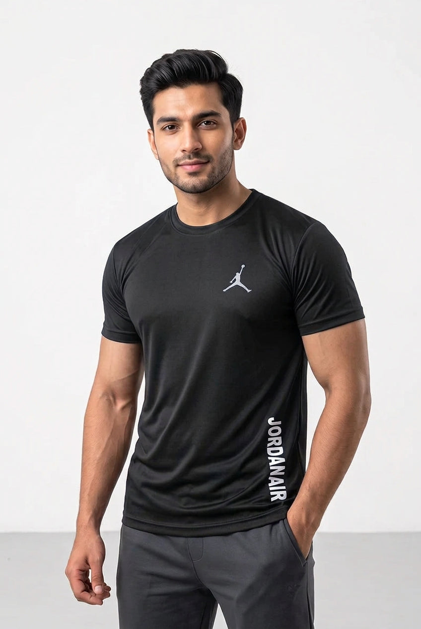 Jordan - Men’s Dry Fit T-Shirt with Logo & Side Print (Black)