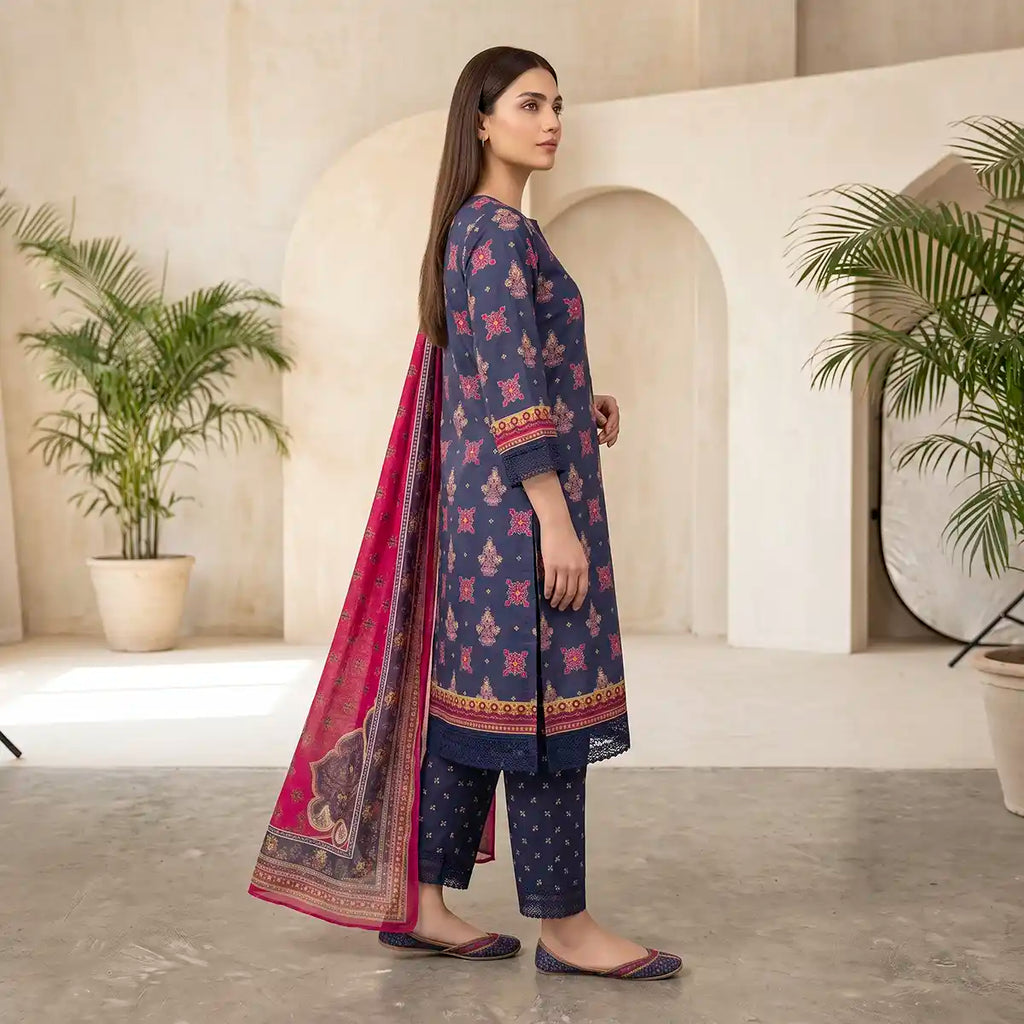 Keyseria by Jaffrani Textile Chapter-8 3PC Unstitched Printed Lawn Suit (Slate blue)