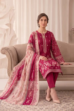 Rimal Vol 87 Embroidery Unstitched 3-Piece Lawn Suit (Berry Pink)
