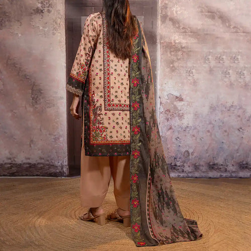 Aarzoo By KBC Fashion – 3 Piece Unstitched Embroidered Lawn Suit  – Beige