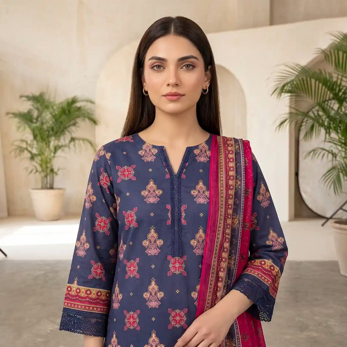Keyseria by Jaffrani Textile Chapter-8 3PC Unstitched Printed Lawn Suit (Slate blue)