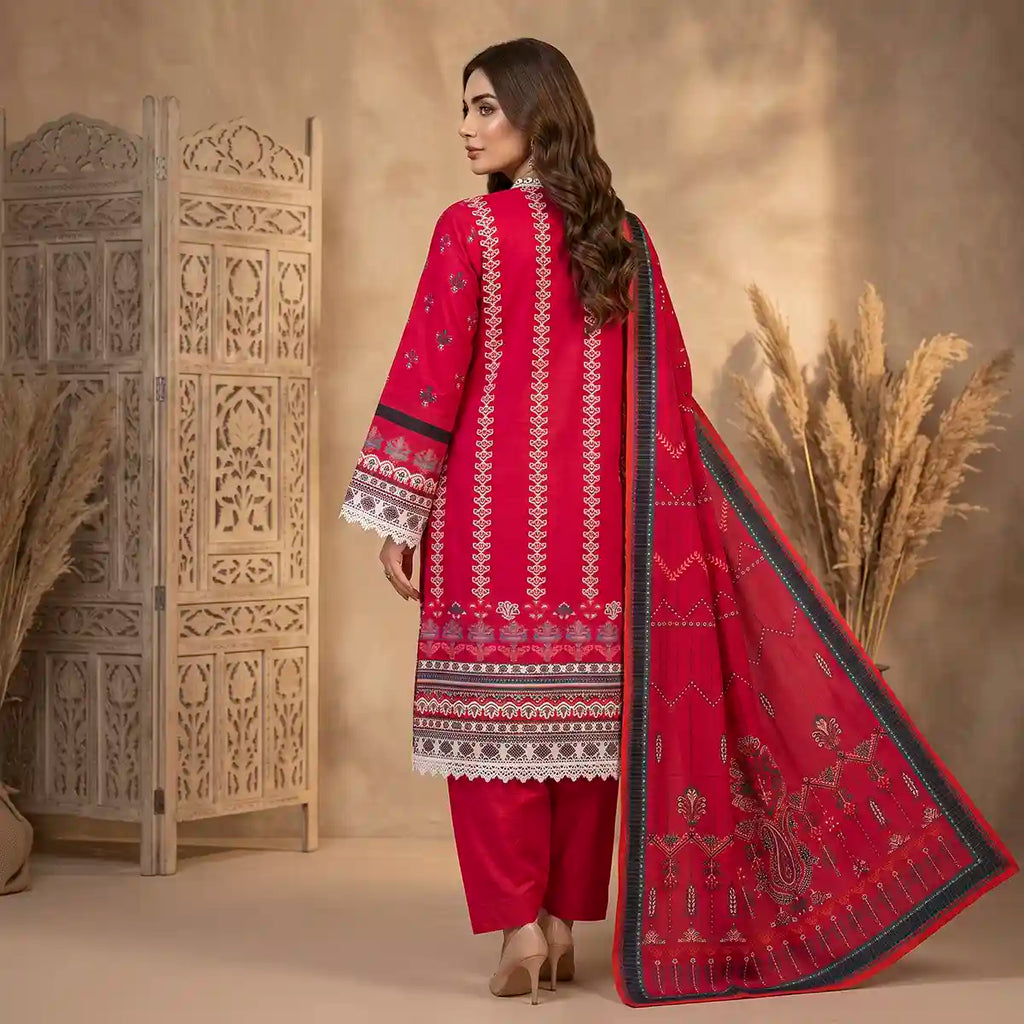Orchid by KBC Fashion – Printed Khaddar 3 Piece Unstitched Suit – [Shocking Pink]