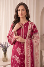 Rimal Vol 87 Embroidery Unstitched 3-Piece Lawn Suit (Berry Pink)