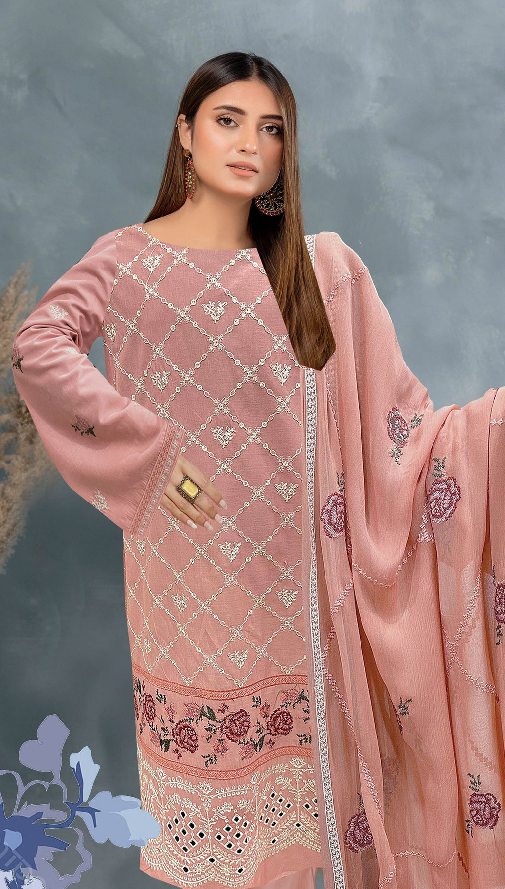 UK– Nora Vol-1523 – Embroidered 3 Piece Suit