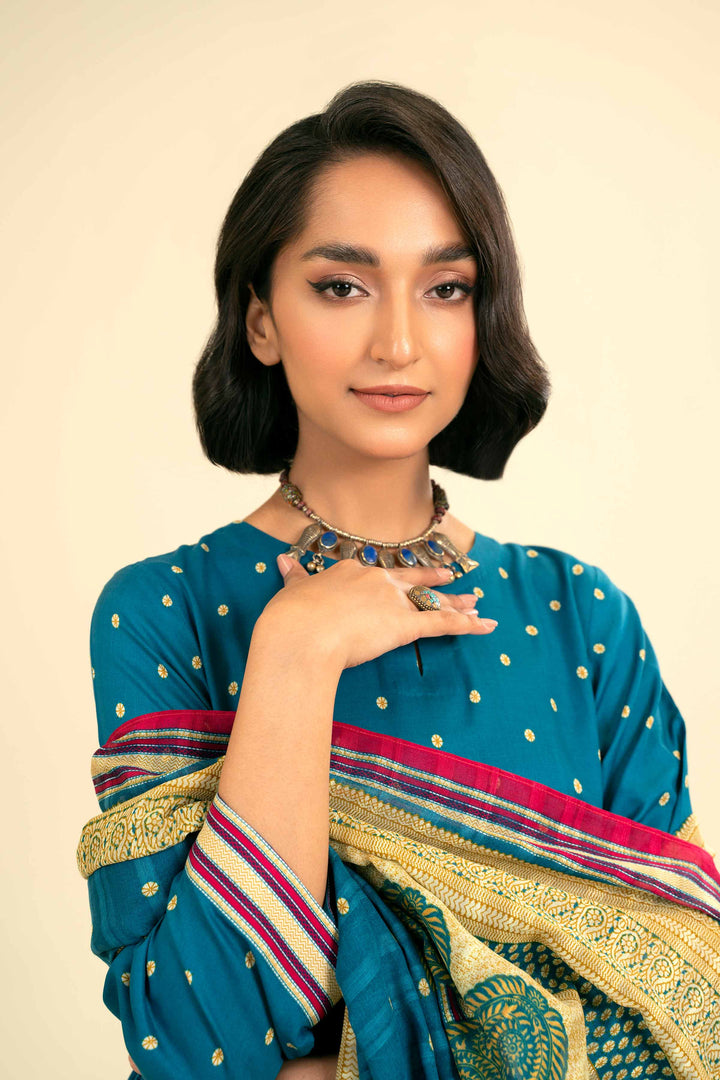 Nishat Unstitch 3PC Printed Lawn (sky blue)