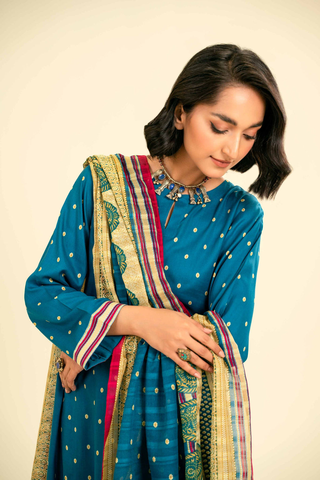 Nishat Unstitch 3PC Printed Lawn (sky blue)