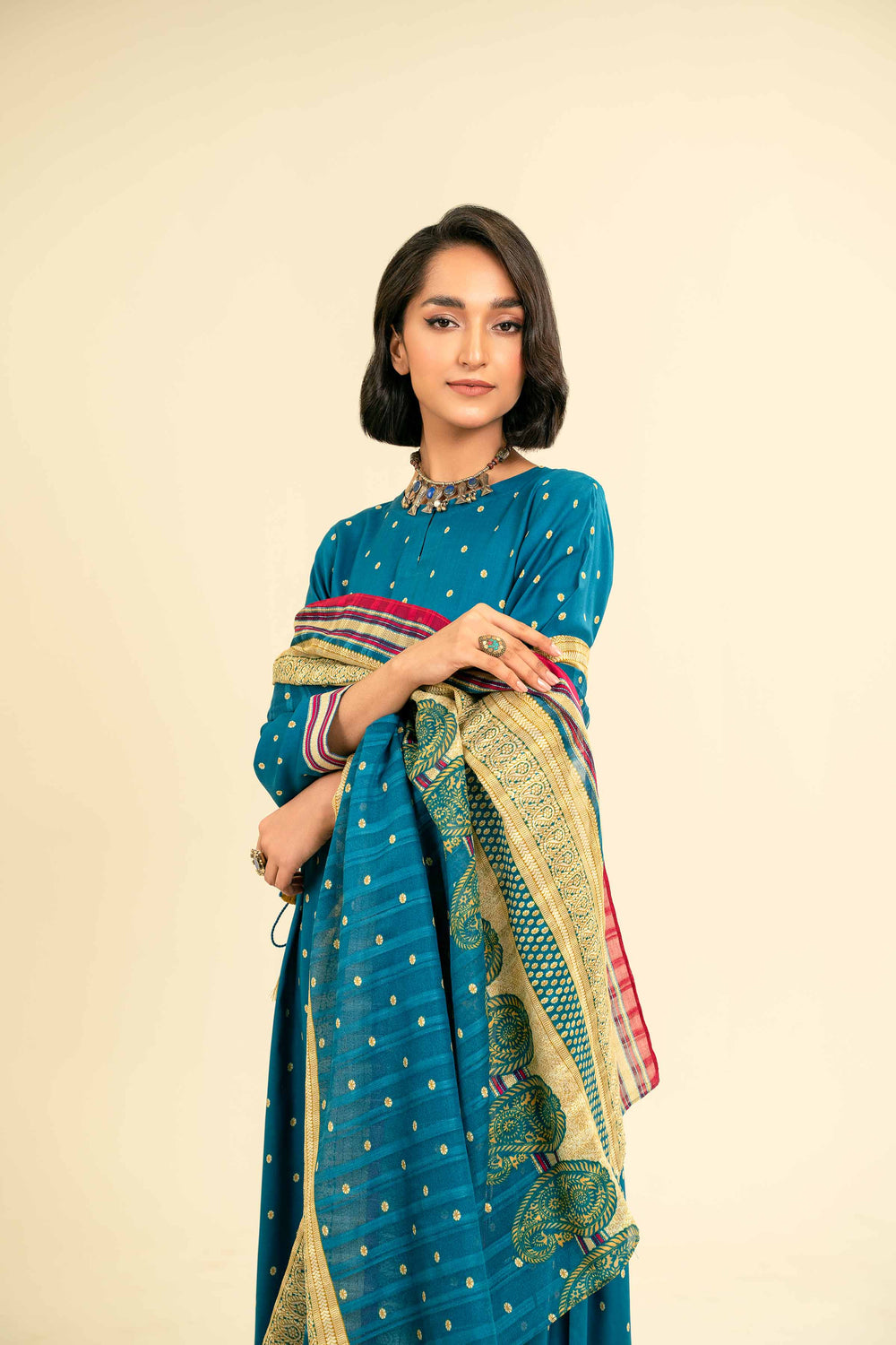 Nishat Unstitch 3PC Printed Lawn (sky blue)