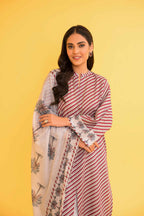 Nishat Unstitch 3PC Printed Lawn (pink)