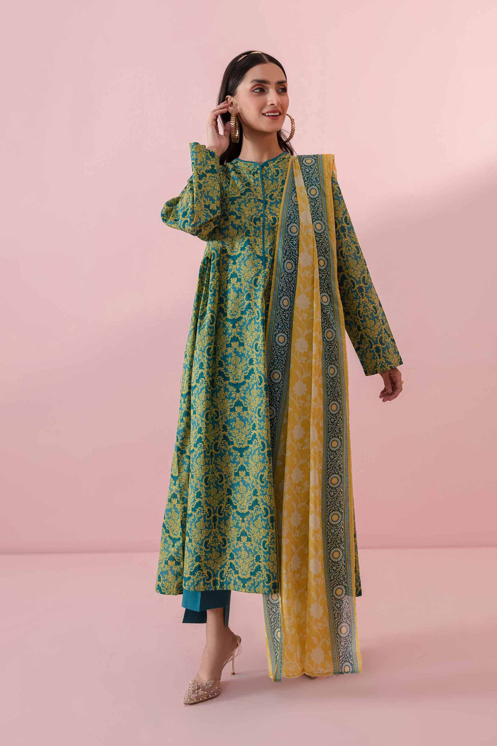 Nishat Unstitch 3PC Printed Lawn (green)