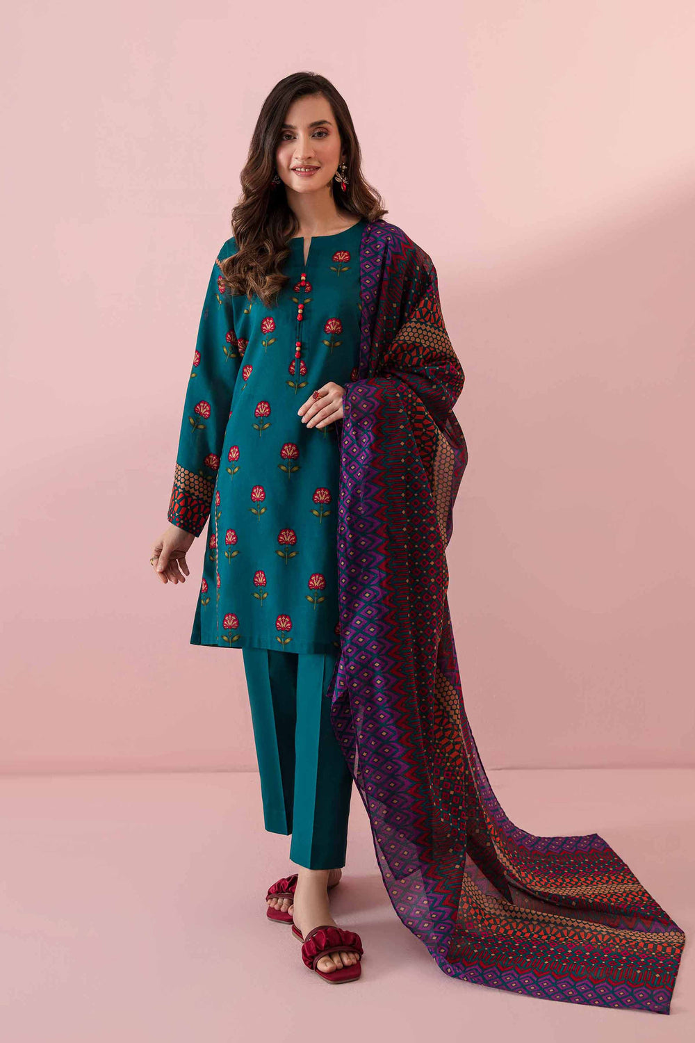Nishat Unstitch 3PC Printed Lawn (dark green)
