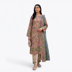 Keyseria by Jaffrani Textile Chapter-8 3PC Unstitched Printed Lawn Suit (mauve)
